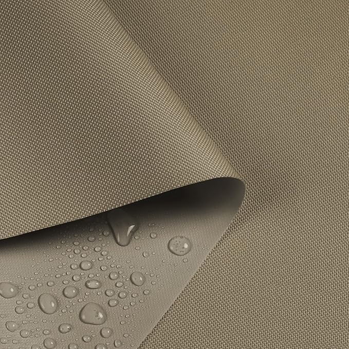Waterproof Marine Canvas Fabric by The Yard 58" W 600D PVC Backing Water-Resistant Polyester Fabric Upholstery Material for Outdoor Indoor Marine Awning Tent Boat Furniture Cover DIY, 3 Yards Khaki
