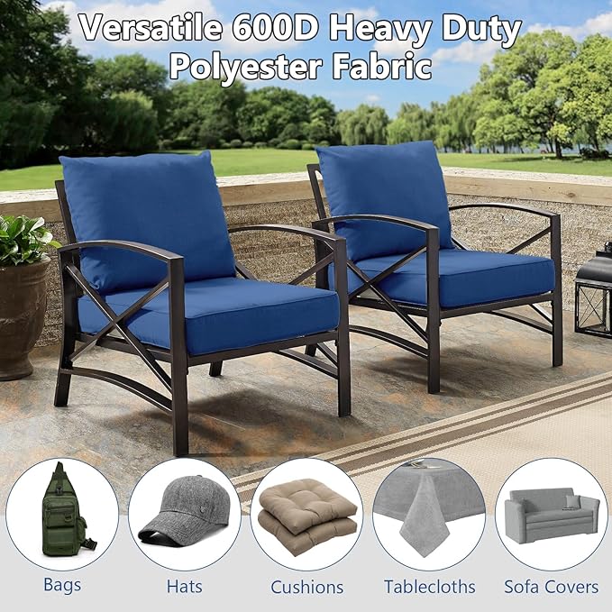 Waterproof Canvas Fabric by The Yard, 58inch 600D Upholstery Fabric Polyester Material Outdoor Water Resistant Material for Sewing Chair Patio Cushion Bag Sofa Seat Repair, 6 Yard Light Blue
