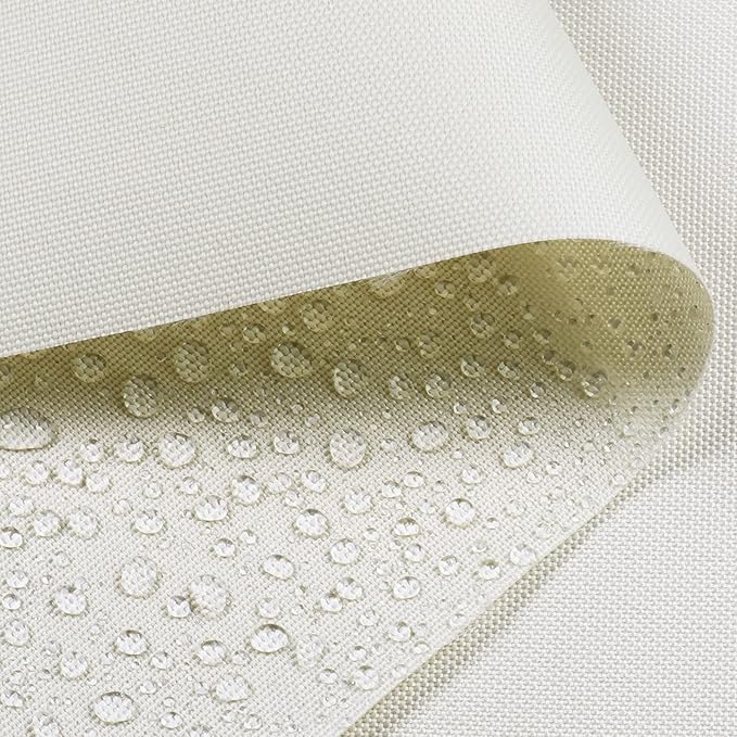 Soft Waterproof Canvas Fabric PU Backing, 600 Denier Ripstop UV Protection 80 x 60 Inch Canvas Cordura Fabric for Outdoor/Indoor, DIY Crafts, Bags, Awning, Marine, Furniture Cover(Ivory)