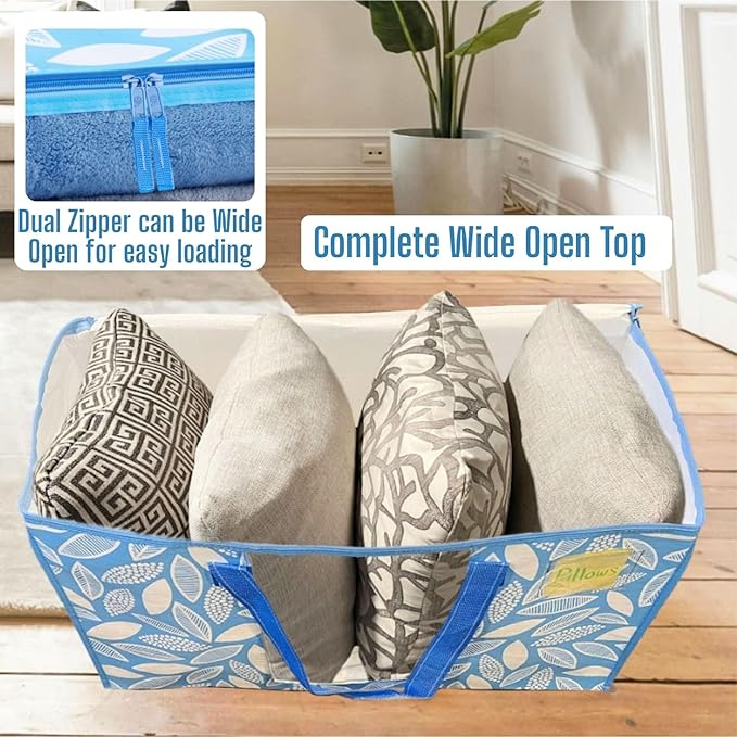 VENO 8 Pack Heavy Duty Moving Bags, Clothes and Comforter Storage Bags with Clear Window, College Dorm Essentials Packing Supplies, Foldable Boxes Alternative (Spring Breeze, 8 Pack)