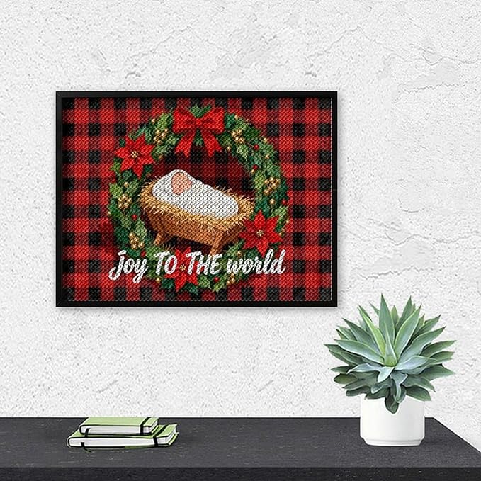 AIVKIEJK Diamond Painting Kits for Adults - Faith Christmas World Joy Painting DIY 5D Full Drill Diamond Dots Paintings with Diamonds Gem Art and Crafts Home Decor 12"x16"