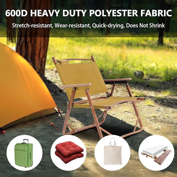 Waterproof Canvas Fabric by The Yard 58inch 600D Upholstery Material Polyester Fabric Outdoor Water Resistant Fabric for Sewing Chair Patio Cushion Purse Bag Interior, 8 Yard Tan