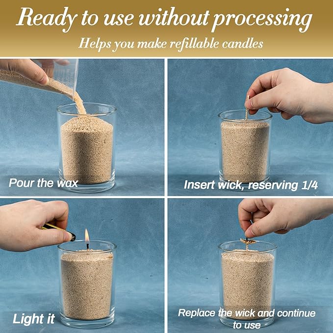 Sukh Snow Pearled-Candles with Wicks - DIY Candle Sand,Pearled Wax with Wicks,Wax,Refillable for Weddings,Partie (Sand)