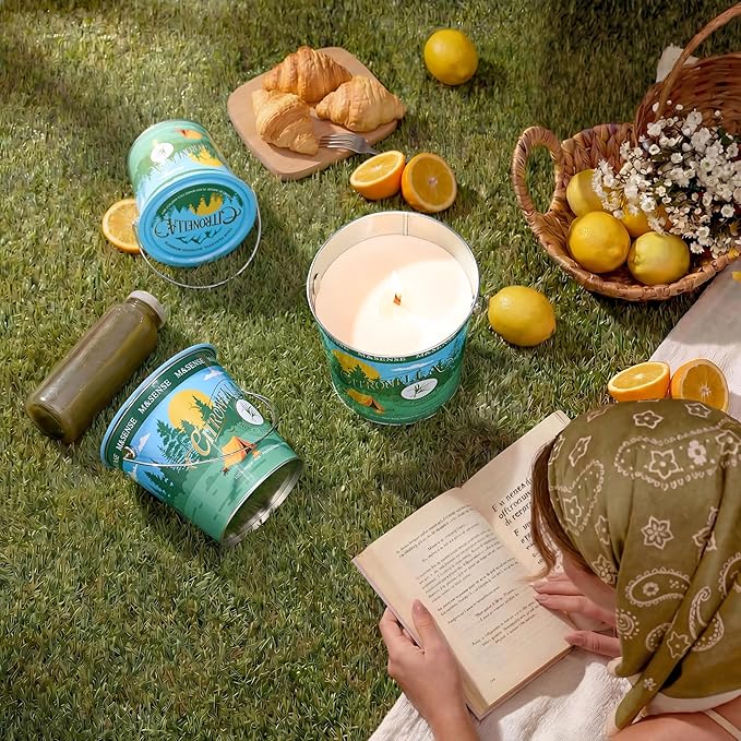 M&SENSE Citronella Candles Outdoor, 120 Hours Burn Natural Citronella Oil Soy Candle for Patio Camping, 19.4oz Large Long Lasting Verbena Rose Summer Candles for Home Scented,Lemongrass Summer Candle