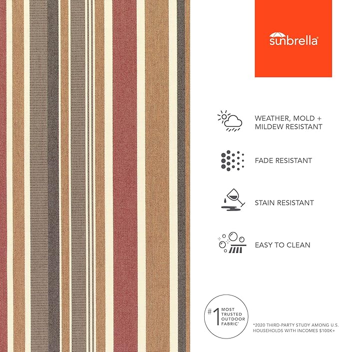 Sunbrella Outdoor Fabric by The Yard | Brannon Redwood (Striped) | Official Sunbrella Seller | Indoor or Outdoor Upholstery Fabric for Chairs, Cushions, Drapery, Pillows, Furniture