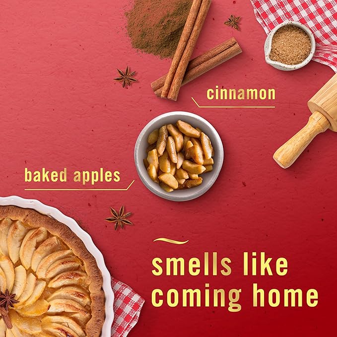 Febreze Plug-In Air Freshener, Odor-Fighting Scented Oil Refill for Home, Bathroom & Kitchen, Holiday Baked Cinnamon Apples Scent, 0.87 oz Refills, 4 Count