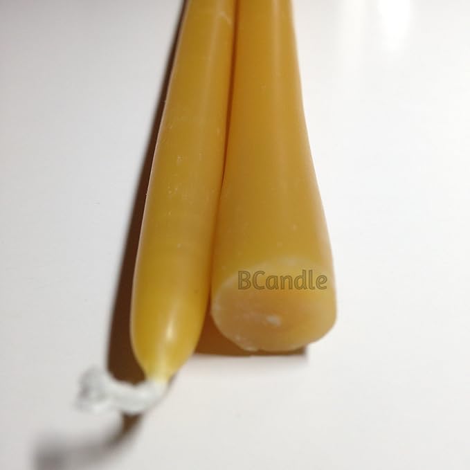 100% Beeswax 5 Hour Burning Candles Organic Hand Made - 9 Inches Tall, 1/2 Inch Thick; Tapers (12)