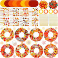 Hollowfly 48 Sets Wreath Craft Kits DIY Wreath Hanging Ornaments Make Your Own Paper Craft with Stickers for Home Party Favors Activities(Autumn)