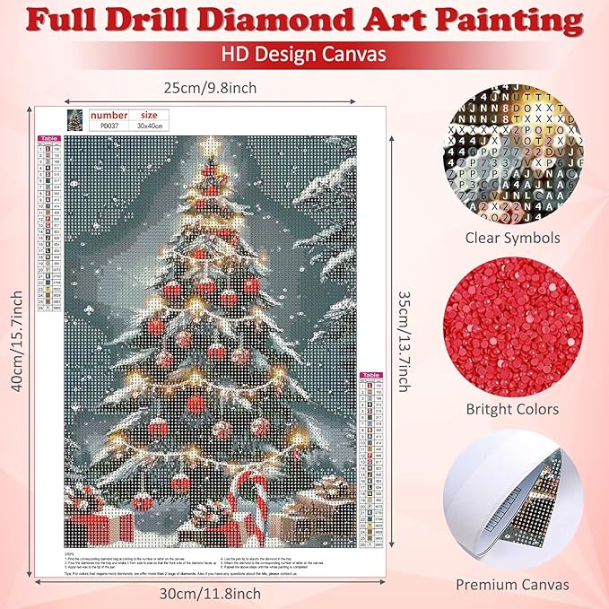 DOMROM Christmas Diamond Painting Kits, Santa Claus and Deer 5D Diamond Art Kits,Gem Art Painting with Diamonds Dots, Arts and Crafts for Beginners Adult Wall Decor 12 x 16inch