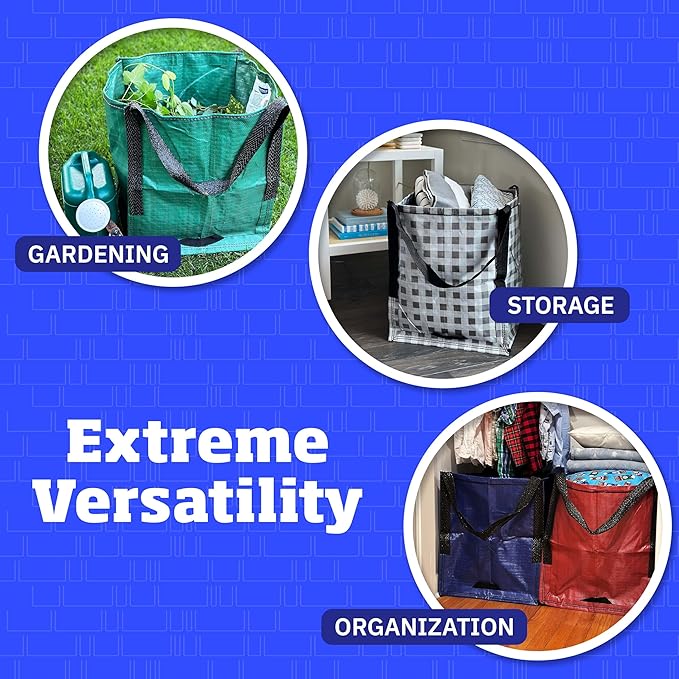 DURASACK Heavy Duty Storage Tote Bag 22-Gallon Rugged Woven Polypropylene Moving Bag, Reusable Self-Standing Design, Holds up to 500 Pounds, Single, Gray