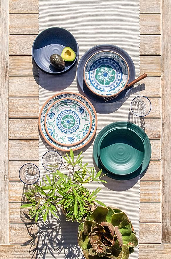 Rio Turquoise 10.5'' Dinner Plate Durable Melamine Indoor/Outdoor, Shatter-Resistant, and Dishwasher Safe Dinnerware for Camping and Outdoor Dining - Multicolor - Set of 6