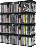 Made Easy Kit CLEAR VIEW Media Storage Bag for CDs, & Video Game Cases- Protect your Collection & Preserve the Quality of your Cases - Stackable, Space-Saving, Fits 50 (Black CD, 4-Pack)