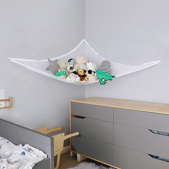 Little Chicks Plush Stuffed Animal Net Hammock -Corner Organizer and Toy Holder - Extra Large Hanging Storage for Kids Bedroom