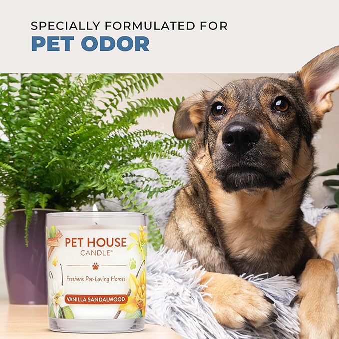 One Fur All Pet House Candle Plant-Based/Soy - Clean Burning Scented, Long Lasting Pet Odor Candle for Home - Moonlight