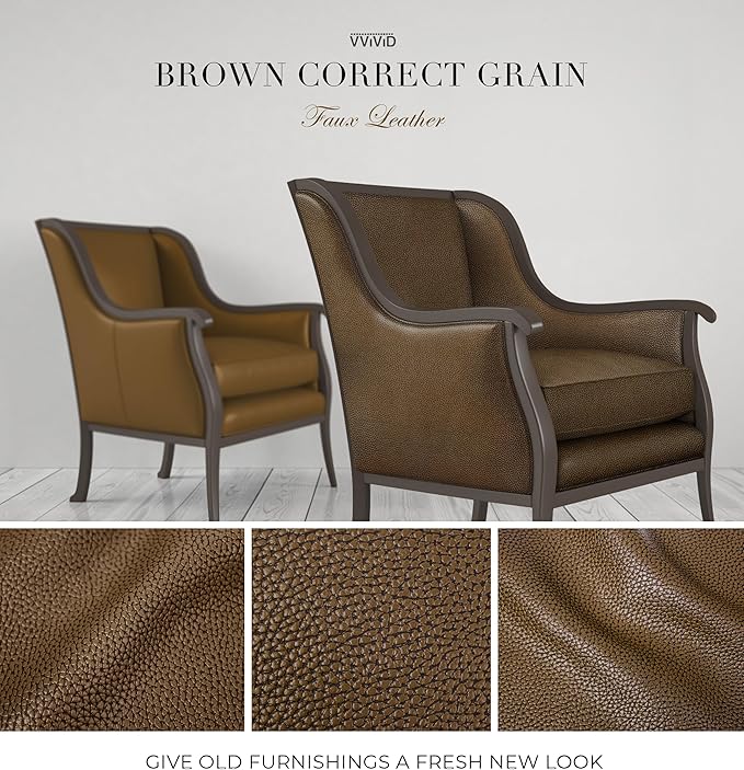 VViViD Bycast65 Brown Correct-Grain Faux Leather Marine Vinyl Fabric (5ft x 54")