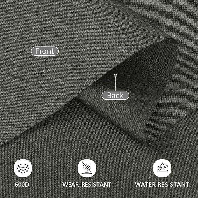 Waterproof Canvas Fabric by The Yard, 58inch 600D Upholstery Fabric Polyester Material Outdoor Water Resistant Material for Sewing Chair Patio Cushion Bag Sofa Seat Repair, 5 Yard Dark Gray