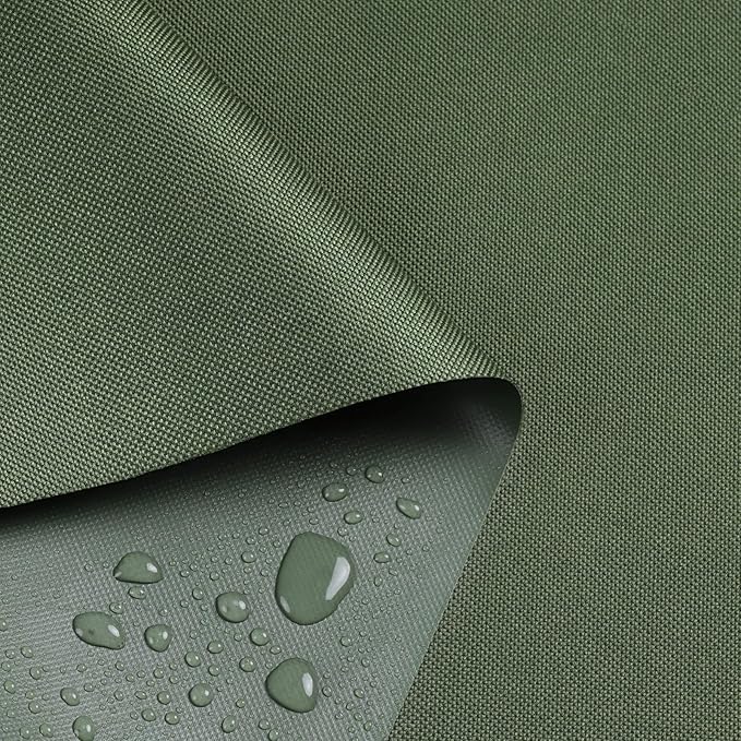 Waterproof Marine Canvas Fabric by The Yard 58" W 600D PVC Backing Water-Resistant Polyester Fabric Upholstery Material for Outdoor Indoor Marine Awning Tent Boat Furniture Cover, 5 Yards Army Green