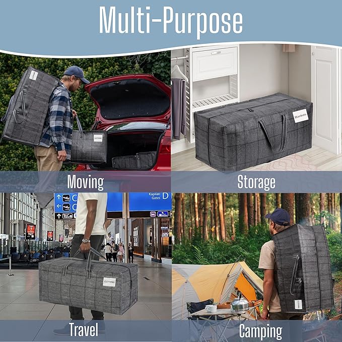 VENO 10 Pack Heavy Duty Moving Bags with Backpack Straps, Zippers & Handles, Extra Large Packing Bags for College Dorm Essentials, Moving Supplies Alternative to Cardboard Moving Boxes