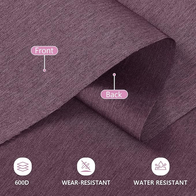 Waterproof Canvas Fabric by The Yard, 58inch 600D Upholstery Fabric Polyester Material Outdoor Water Resistant Material for Sewing Chair Patio Cushion Bag Sofa Seat Repair, 8 Yard Pink Purple
