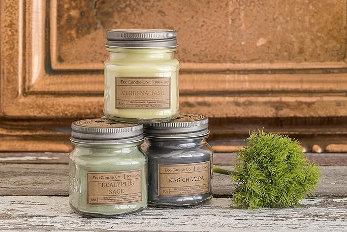 ECO CANDLE CO. Recycled Candle, Sunshower, 6 oz. - Scents of Citrus & Musk - 100% Soy Wax, No Lead, Kraft Paper Label & Lid, Hand Poured, Phthalate Free, Made from Midwest Grown Soybeans