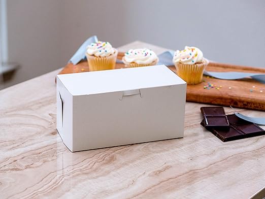 Southern Champion Tray 0905 Premium Clay Coated Kraft Paperboard White Non-Window Lock Corner Bakery Box, 6" Length x 6" Width x 3" Height (Case of 250)