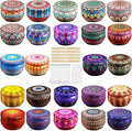 Domivirgo 24 Empty Candle Tins 2.5 oz with Lids - Simple Candle-Making Kit, Includes 26 Wicks, 5 Holders & 32 Stickers, Multi-Purpose Storage Containers for Crafts & Small Items (2.5oz)