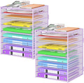Cawukege 9 Tier Paper Organizer with Handle, 2 Pack Large Capacity Desk Organizer Mesh Paper Letter Tray File Folder Document Sorter for Classroom and Office Accessories Organization- Purple