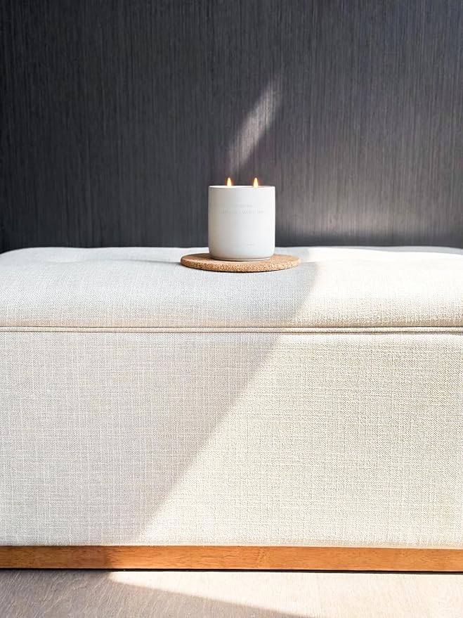 WHOLESOME. Jasmine White Tea Scented Non-Toxic Candles for Home, 2 Wicks Natural Coconut Wax Candle Eco-Friendly, Luxury Aromatherapy Candles Stress Relief, 16 oz Large Concrete Jar, 90 Hours Burn