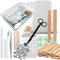 150 Pcs Candle Wick Set with Storage Box, Double-Layered Rosewood Wicks, Cotton Wicks, Trimmer, Tweezers & More, for DIY Candle Making & Gifting (Trimmer+ Wooden(5.1")+Cotton(6"))