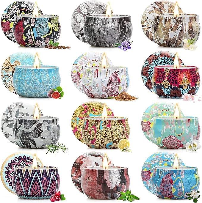 Candles Gifts for Women, 12 Pack Scented Candles, Candles for Home Scented, Soy Wax Aromatherapy Candle Set, Stress Relief & Body Relax, Ideal Gift for Women Birthday, Mothers Day Gifts for Mom