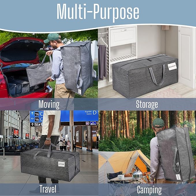 VENO 8 Pack Heavy Duty Moving Bags with Backpack Straps, Zippers & Handles, Extra Large Packing Bags for College Dorm Essentials, Moving Supplies Alternative to Cardboard Moving Boxes