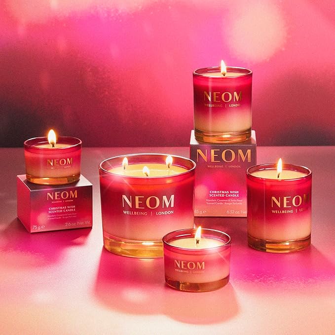 NEOM Christmas Wish Candle, 1 Wick | Mandarin, Cinnamon & Tonka Bean I Made with 100% Naturally derived Wax I Designed to Help You Relax and Unwind I Expertly Blended I Hand Finished