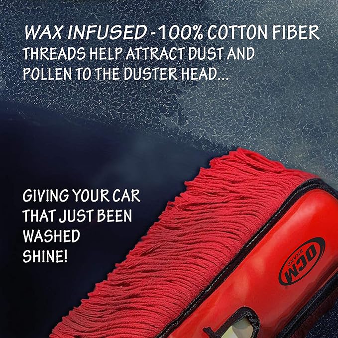 Premium Extra Large Car Duster with Durable Solid Wood Handle Includes Storage Cover - Professional Detailers Top Choice