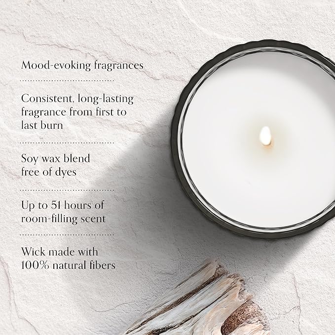 Chesapeake Bay, 8oz Serene Waters Scented Candle, Mood Evoking Fragrance, Textured Sea Glass-Inspired Jar, Premium Soy Blend Wax with Essential Oils, Coastal Fragrance for Home Décor or Gifting