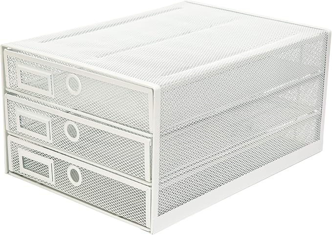 Exerz Paper Sorter 3 Drawer Wire Mesh A4 / Desk Multifunctional Desk Organiser/Multi-Layer Letter Tray - for Documents, Magazines, Notebooks and Letter (White)