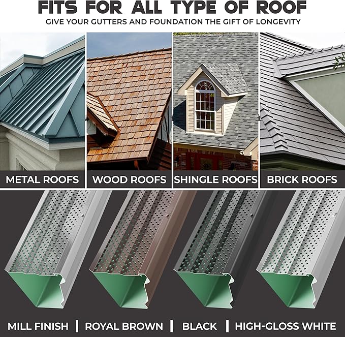 6" Gutter Guards Leaf Protection, Domestic Aluminum Gutter Covers 6 Inch (Sample, High-Gloss White)