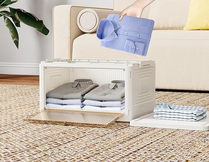 Closet Organizers and Storage 23Qt 3 Pack Stackable Storage Bins with 1 Lid Closet Organizer Boxes for Clothes Foldable Storage Box for Clothes/Office Supplies/Snacks (23Qt X 3)