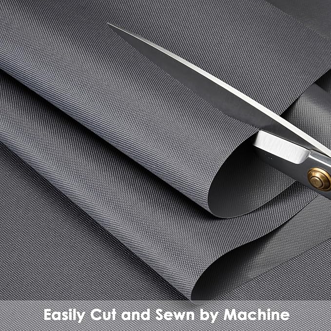 Waterproof Canvas Fabric by The Yard 60" W 600 Denier PVC Backing Water Repellent Polyester Upholster Fabric Material for Indoor Outdoor Marine Awning Tent Craft DIY(2 Yards, Gray)