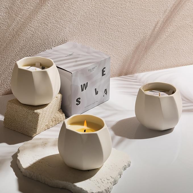 Scented Candle for Home Scented, Luxury Ceramic Candle Jar for Women & Men, Natural Soy Candle for Home Décor, Coconut & Tuberose Blossom