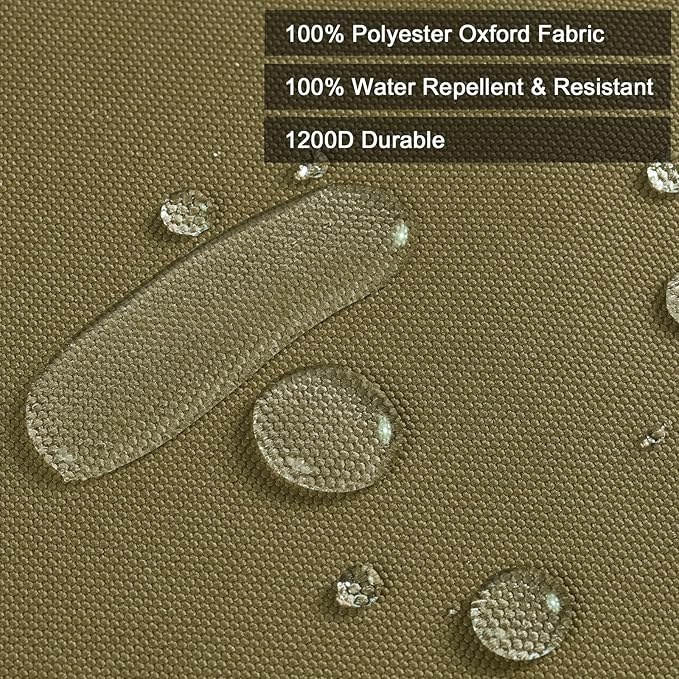 Thickened Waterproof Canvas Fabric by The Yard, 1200D 58" W Outdoor Upholstery Material Heavy Duty Fabric Water Resistant Sewing Material for Chair Patio Cushion Purse Bag, 2 Yard Khaki
