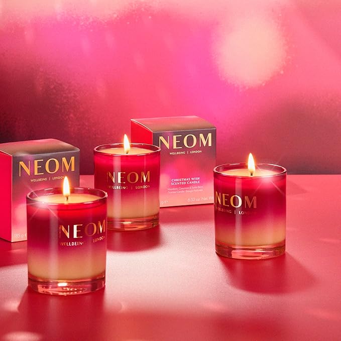 NEOM Christmas Wish Candle, 1 Wick | Mandarin, Cinnamon & Tonka Bean I Made with 100% Naturally derived Wax I Designed to Help You Relax and Unwind I Expertly Blended I Hand Finished