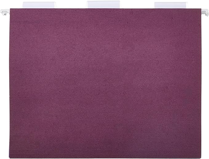 Amazon Basics Hanging File Folders with Adjustable Tabs for Document Organization, Letter Size, Assorted Jewel-Tone Colors, 25-Pack