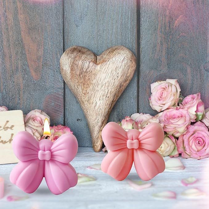 Candle Mold for Candle Making, 3D Silicone Mold for Resin Casting DIY Plaster Polymer Clay Home Decoration (Bow)