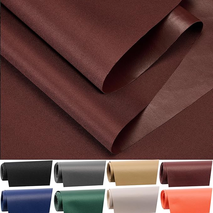 Waterproof Canvas Fabric by The Yard 60" W 600 Denier PVC Backing Water Repellent Polyester Upholster Fabric Material for Indoor Outdoor Marine Awning Tent Craft DIY(1 Yard, Red Coffee)