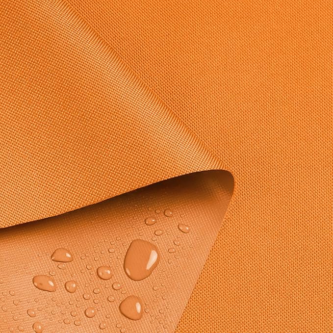 Waterproof Marine Canvas Fabric by The Yard 58" W 600D PVC Backing Water-Resistant Polyester Fabric Upholstery Material for Outdoor Indoor Marine Awning Tent Boat Furniture Cover DIY, 3 Yards Orange