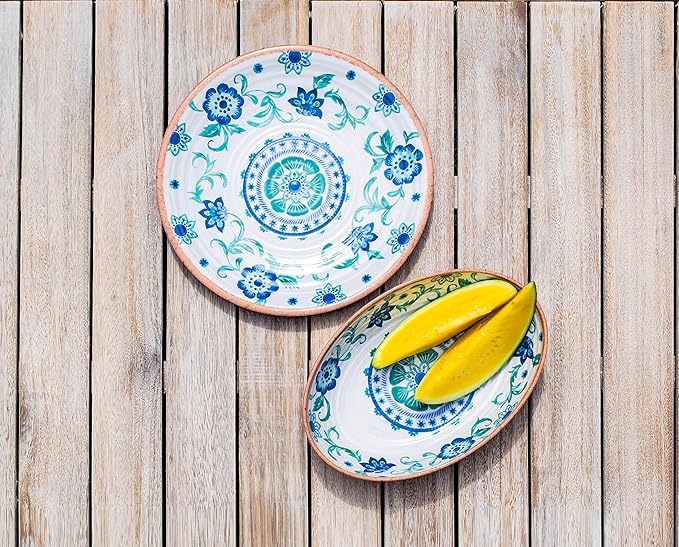 Rio Turquoise 10.5'' Dinner Plate Durable Melamine Indoor/Outdoor, Shatter-Resistant, and Dishwasher Safe Dinnerware for Camping and Outdoor Dining - Multicolor - Set of 6