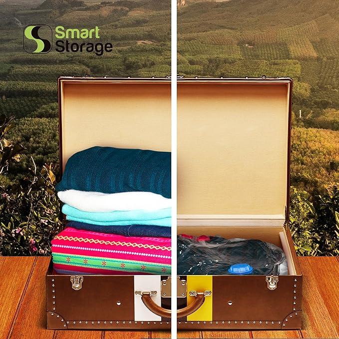 6 PC Large Vacuum Storage Bags | Space Saver Bags Underbed Storage for Clothes, Bedding & Travel Bag Sealer | Vacuum Sealer Bags with Travel Pump | Waterproof Bags Works with Any Vacuum
